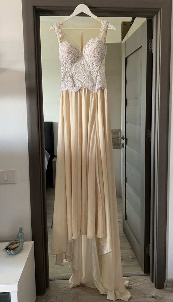 Rochie mireasa tip A, crem, marimea XS/S