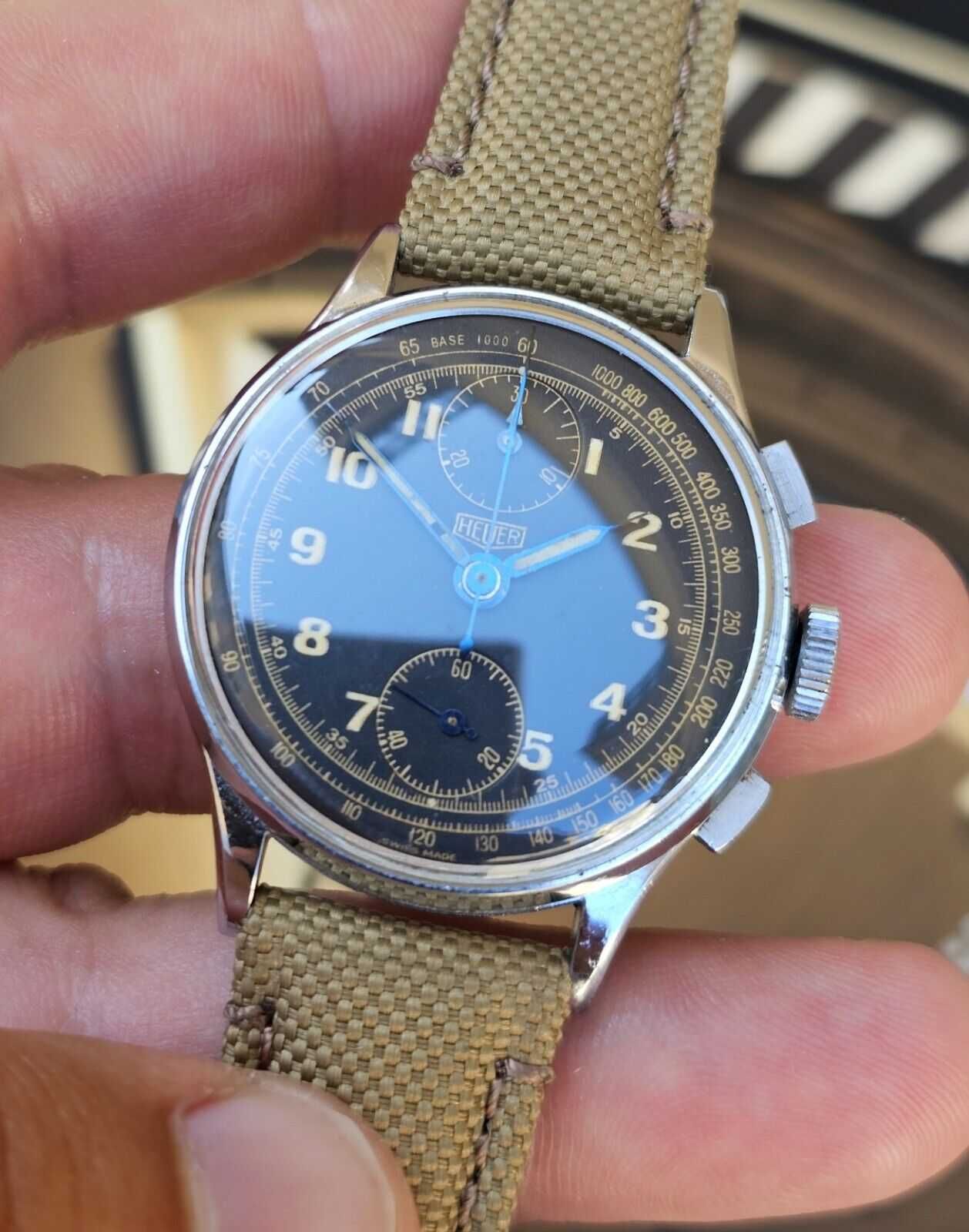 Ceas HEUER militar cronograf -anii 40 (schimb cu Zenith Longines Omega
