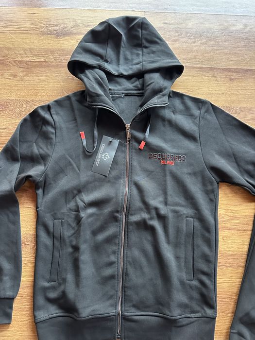 Мъжки,памучен,черен екип Dsquared с червено по логото