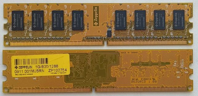 Оперативная память Zeppelin 1GB/800/1288 ZP192754 DDR2 2шт. по 1500тг.