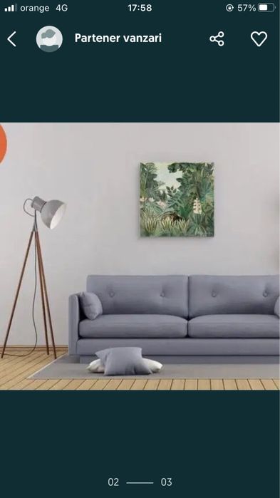 Tablou print canvas, motiv Jungla, 40x40 cm