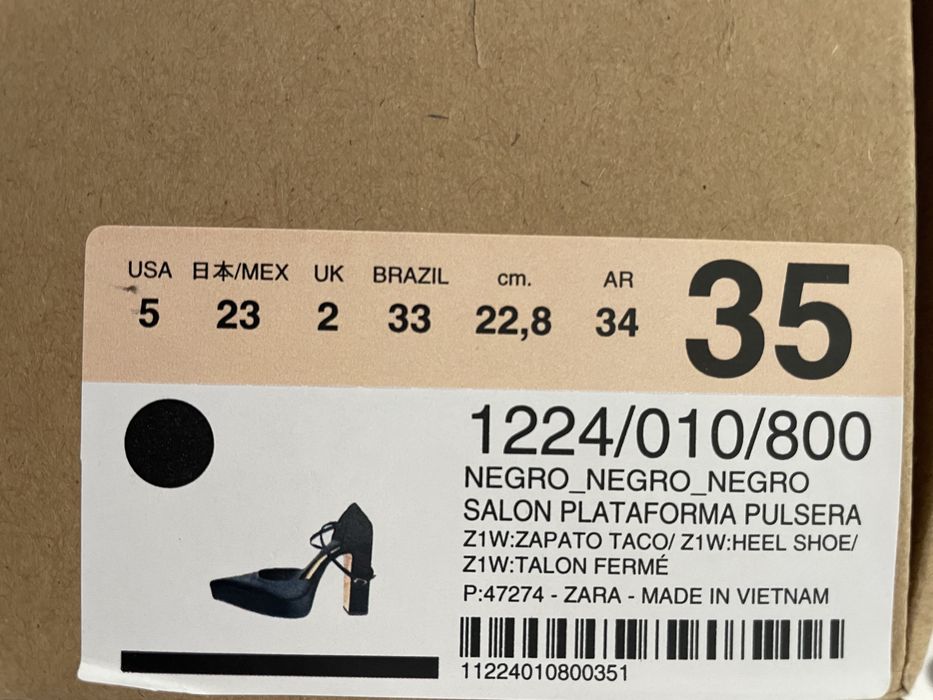 Дамски черни сатенени обувки ZARA висок ток нови с етикет