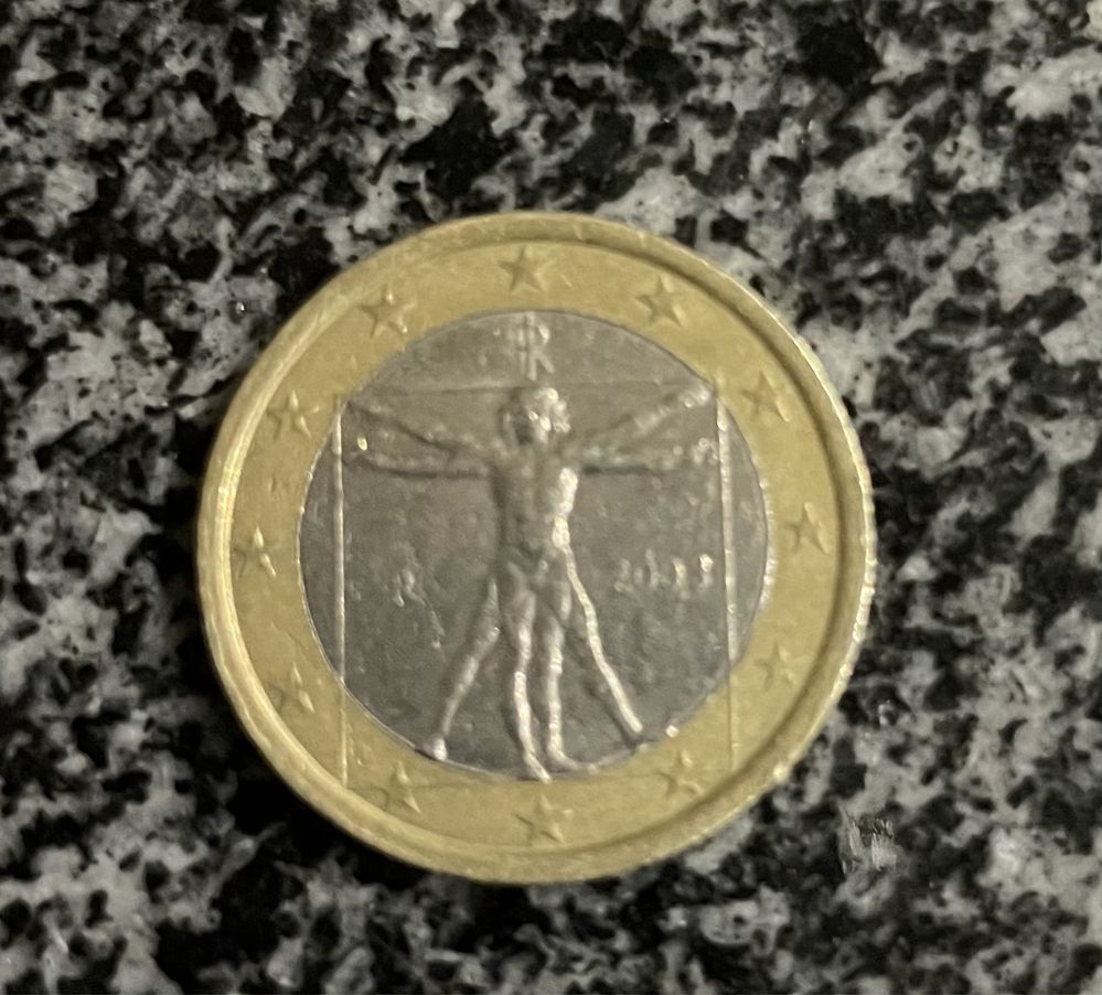 Рядка монета 1 евро Леонардо Да Винчи