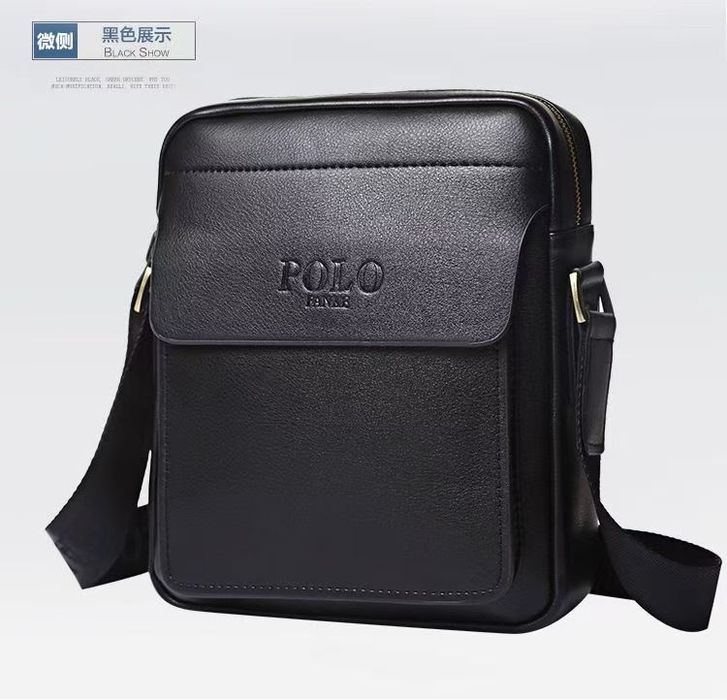 Мужская сумка барсетка кожанная черная через плечо мужской кожанный