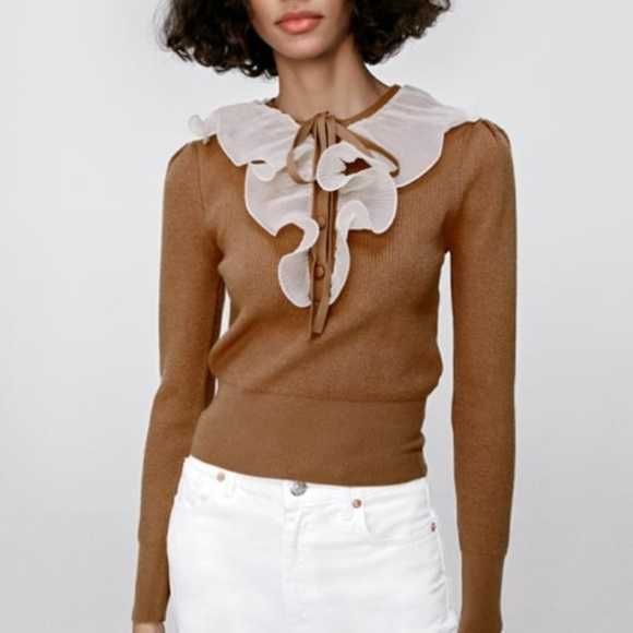 ZARA Knit Top with Ties Pulover jabou fundita office