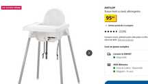 Scaun IKEA pt bebe cu tava + husa + perna + BONUS 2 babetele