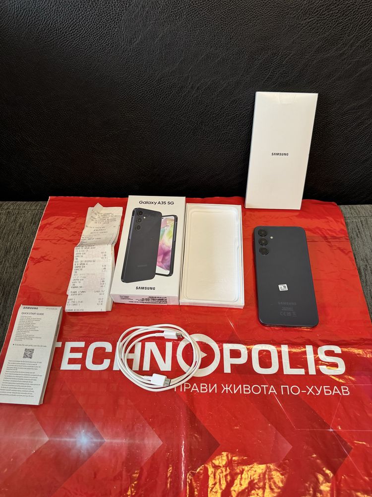 КАТО НОВ 128GB Samsung A35 5G Гаранция Технополис 2027 г. Navy