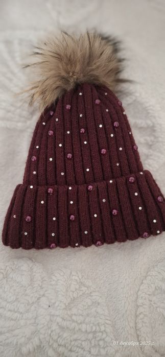 Шапка с натуральным пушком