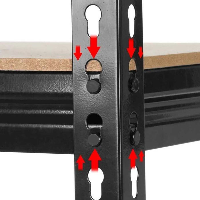 Raft metalic depozitare 5polite MDF 150x70x30 cm negru |S 610821 Black