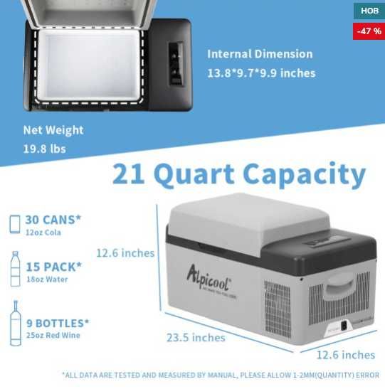 Хладилна чанта Alpicool  20L компресорен, 12/24V и 220V