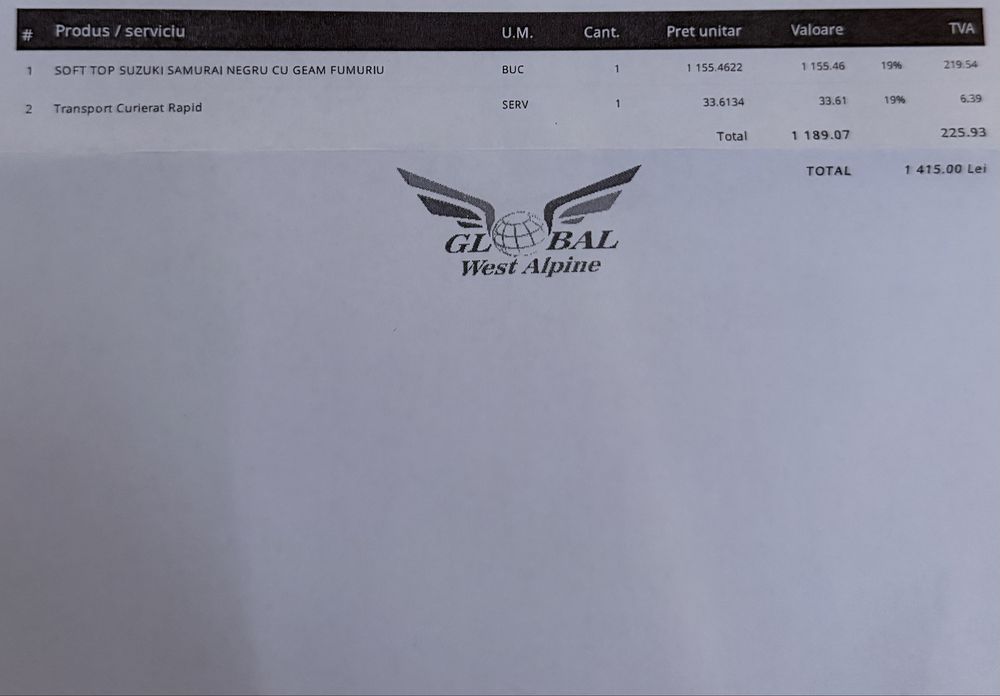 Prelată Soft Top Suzuki Samurai Gri Raptor 4x4 Italia