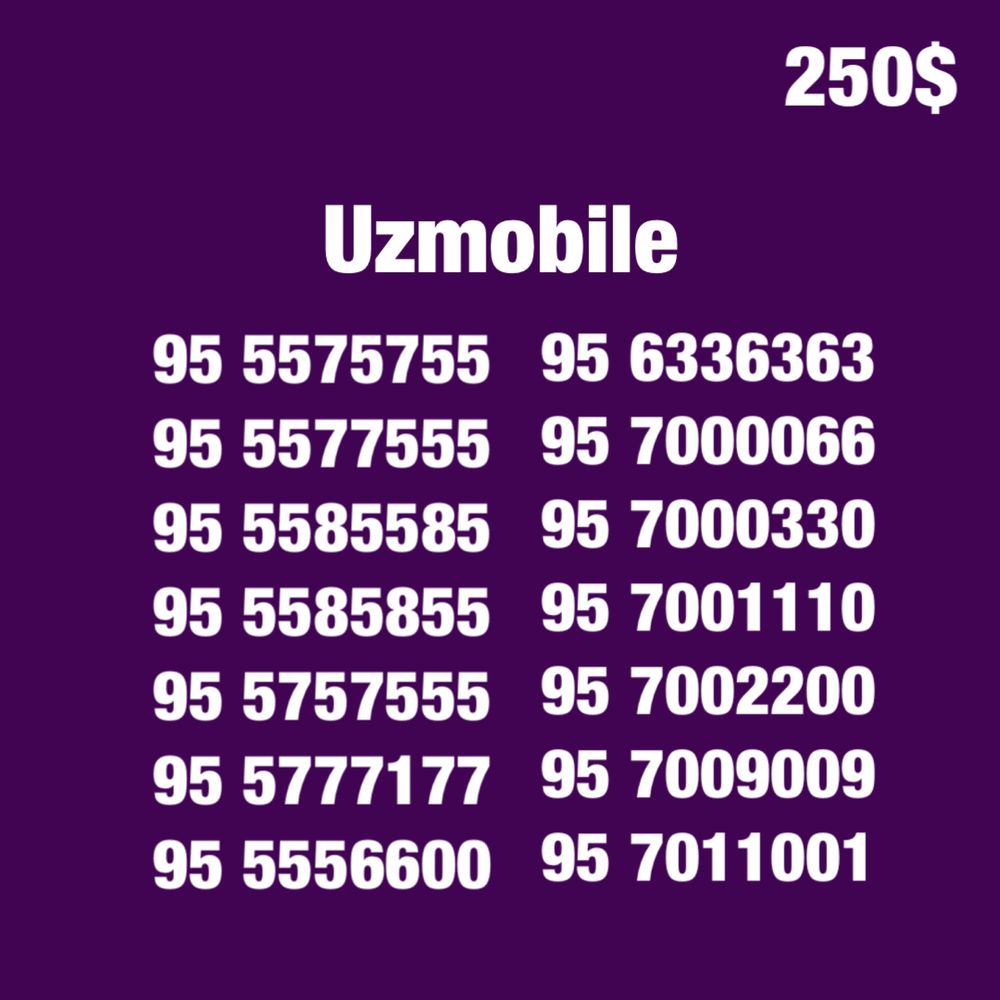 Uzmobile chiroyli premium gold raqamlari/ Золотые красивые номера
