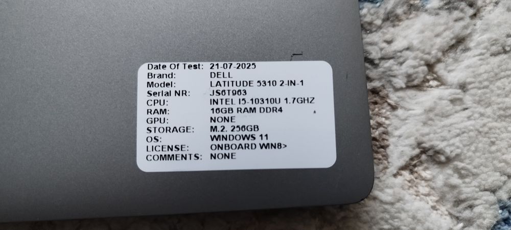 DELL Latitude 5310 13.3" Intel Core i5-10310U 8GB/512GB Win11 Pro