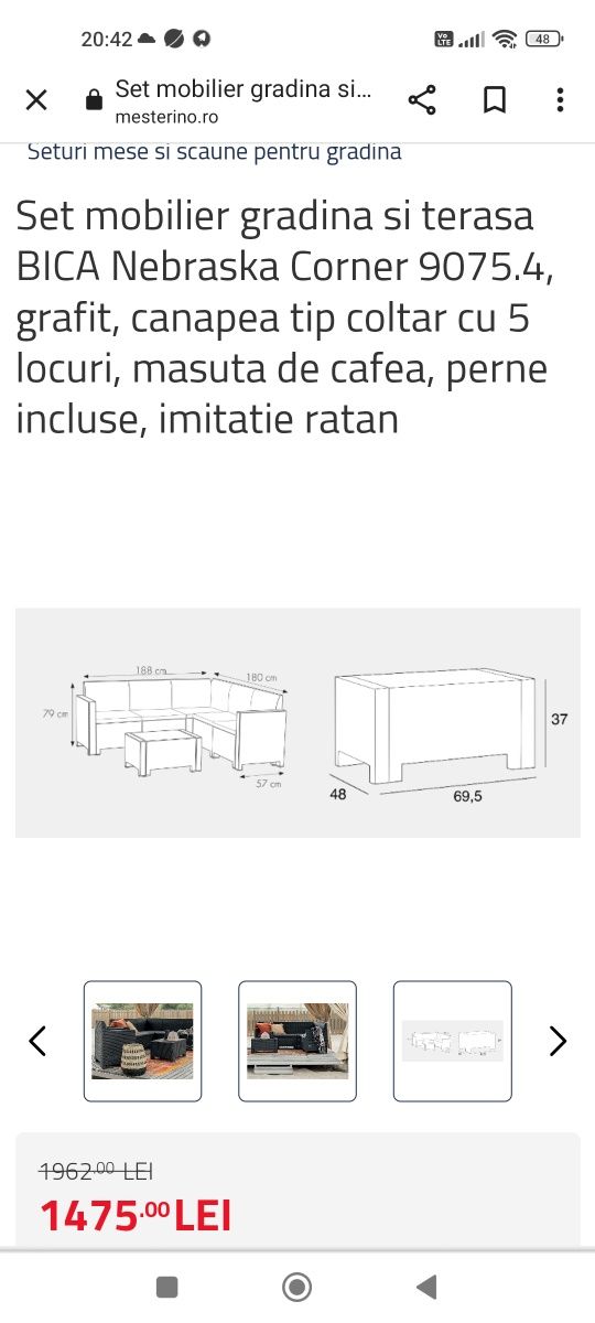 Colțar pt terasa și gradina