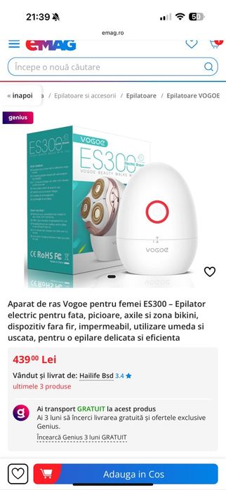 Epilator electric pt fata , picioare ,axile etc sigilat