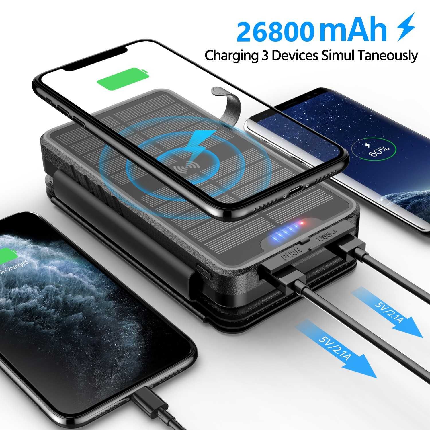 Външна батерия STELS YD-820SW, PowerBank, 26800mAh, Черен