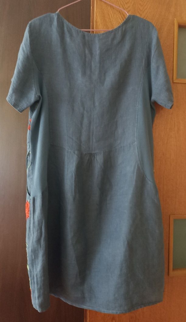 Rochie din in, albastru