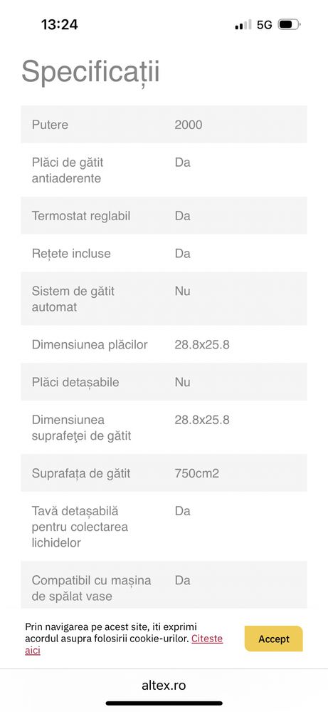 Gratar electric TEFAL, 2000W, achizitie ALTEX, detin factura achizitie