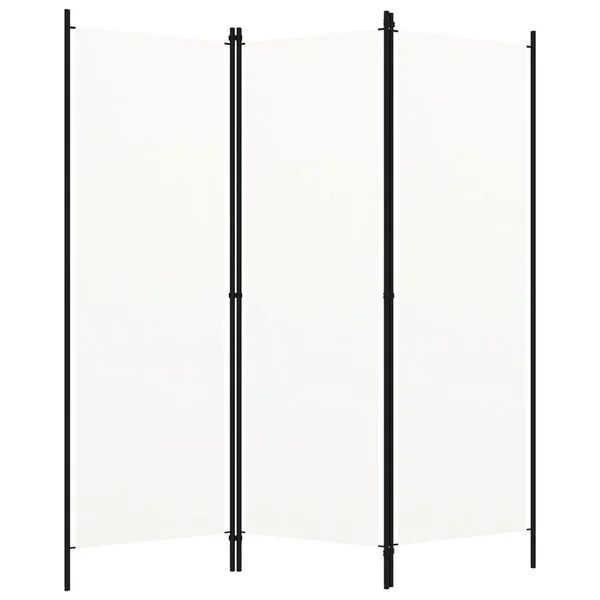 vidaXL Параван за стая, 3 панела, бял, 150x180 см