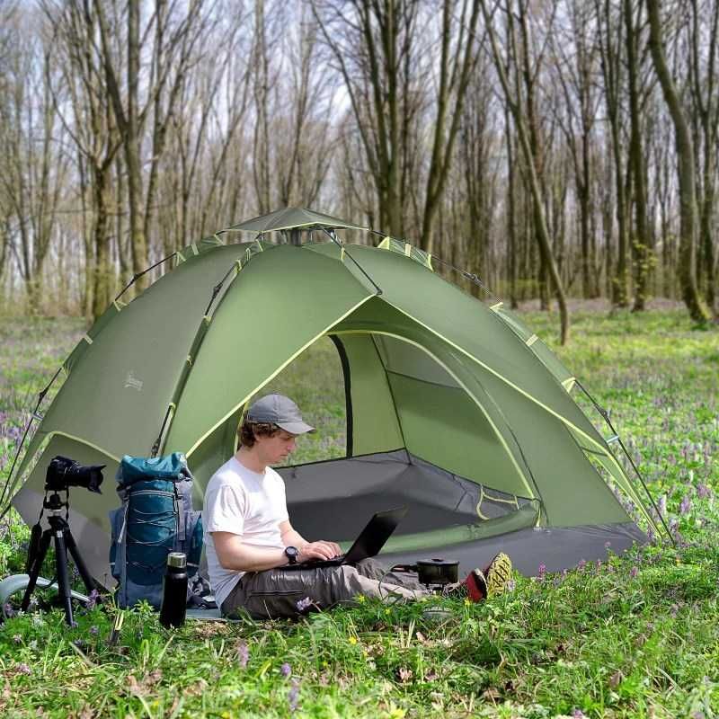 Outsunny Двойна палатка  Quick-Up Tent 2 възрастни + 1 дете