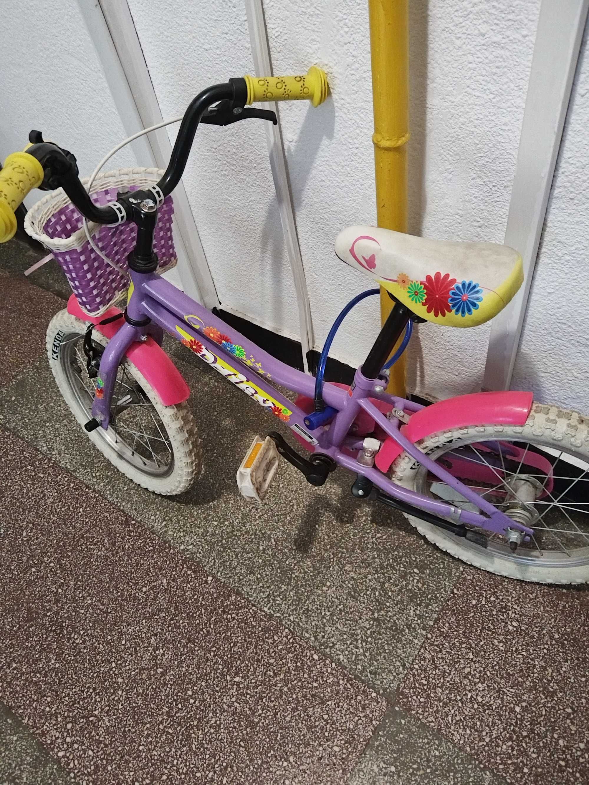 Bicicleta copii, 3-5 ani, DHS 1402, 14 inch, cu roti ajutatoare, mov