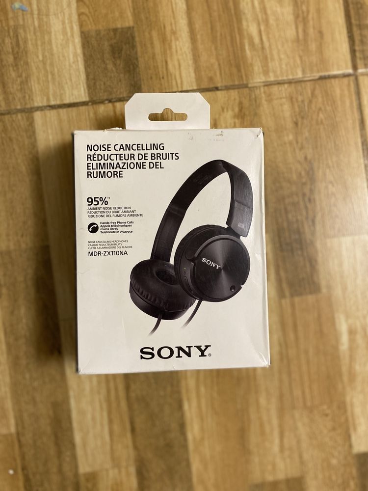 Casti On Ear Sony MDR-ZX110NAB, Cu fir, Microfon, Negru