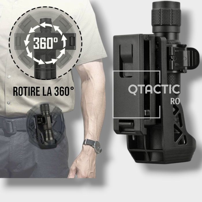Port / toc tactic pentru lanterna, rotire 360°, blocare rapidă