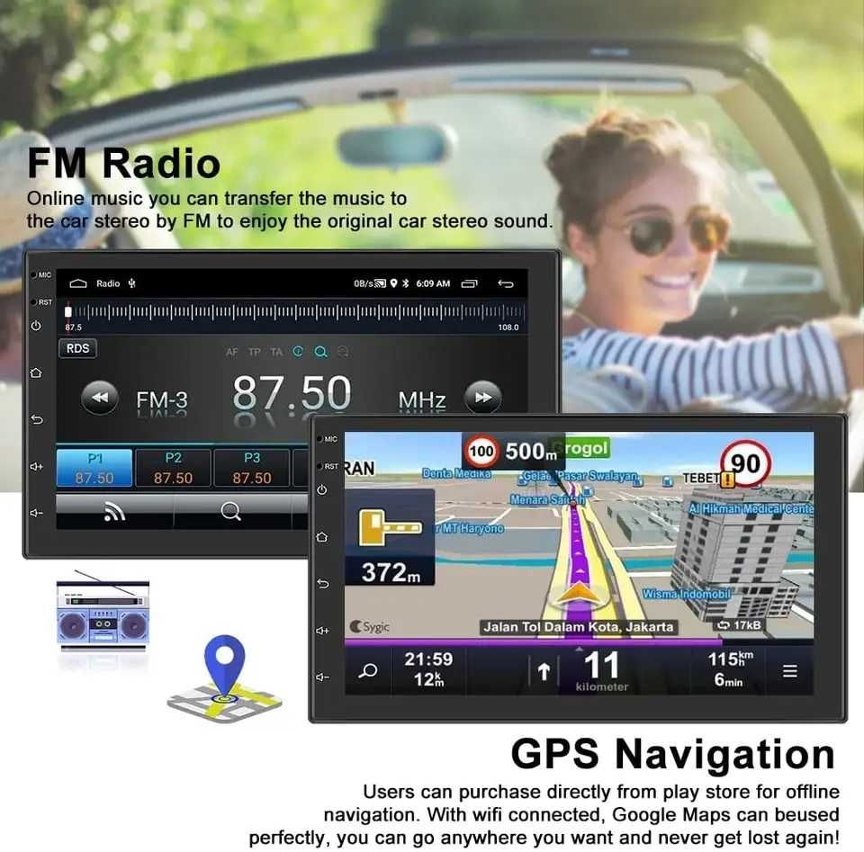 Navigatie universala 2din Android Carplay si Android Auto