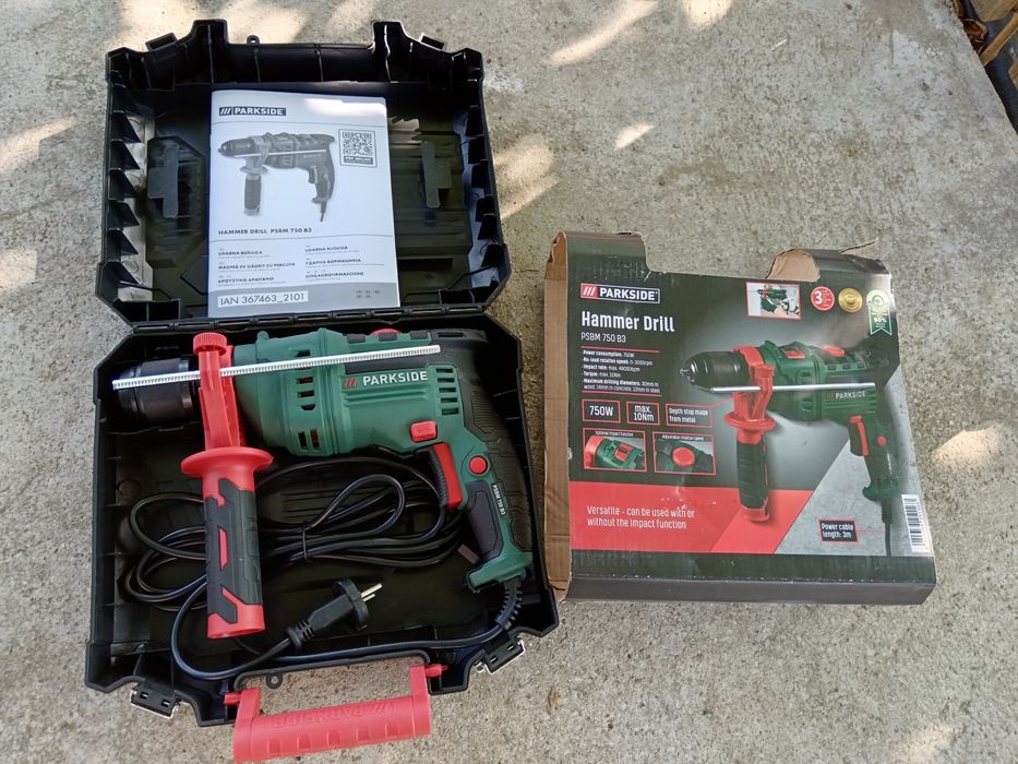 Mașina de găurit, bormașină, cu percuție, PARKSIDE PSMB 750 B3