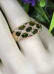 Inel vintage argint 925 aurit, aur 14k, peridot natural 2.1 carate și