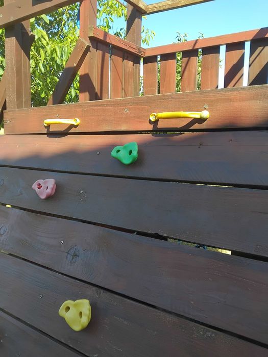 Loc de joaca copii din  lemn, cu tobogan 3m + trambulina 2m cadou