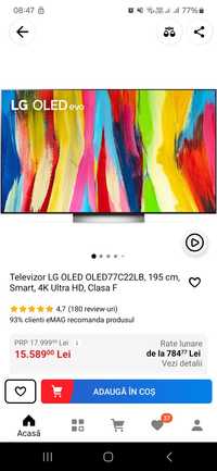 Televizor  OLED Evo LG 77C22, 195 cm, Smart, 4K, Nou