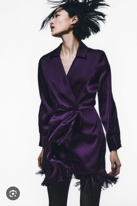 ZARA GLAMOROUS официална коприна рокля S