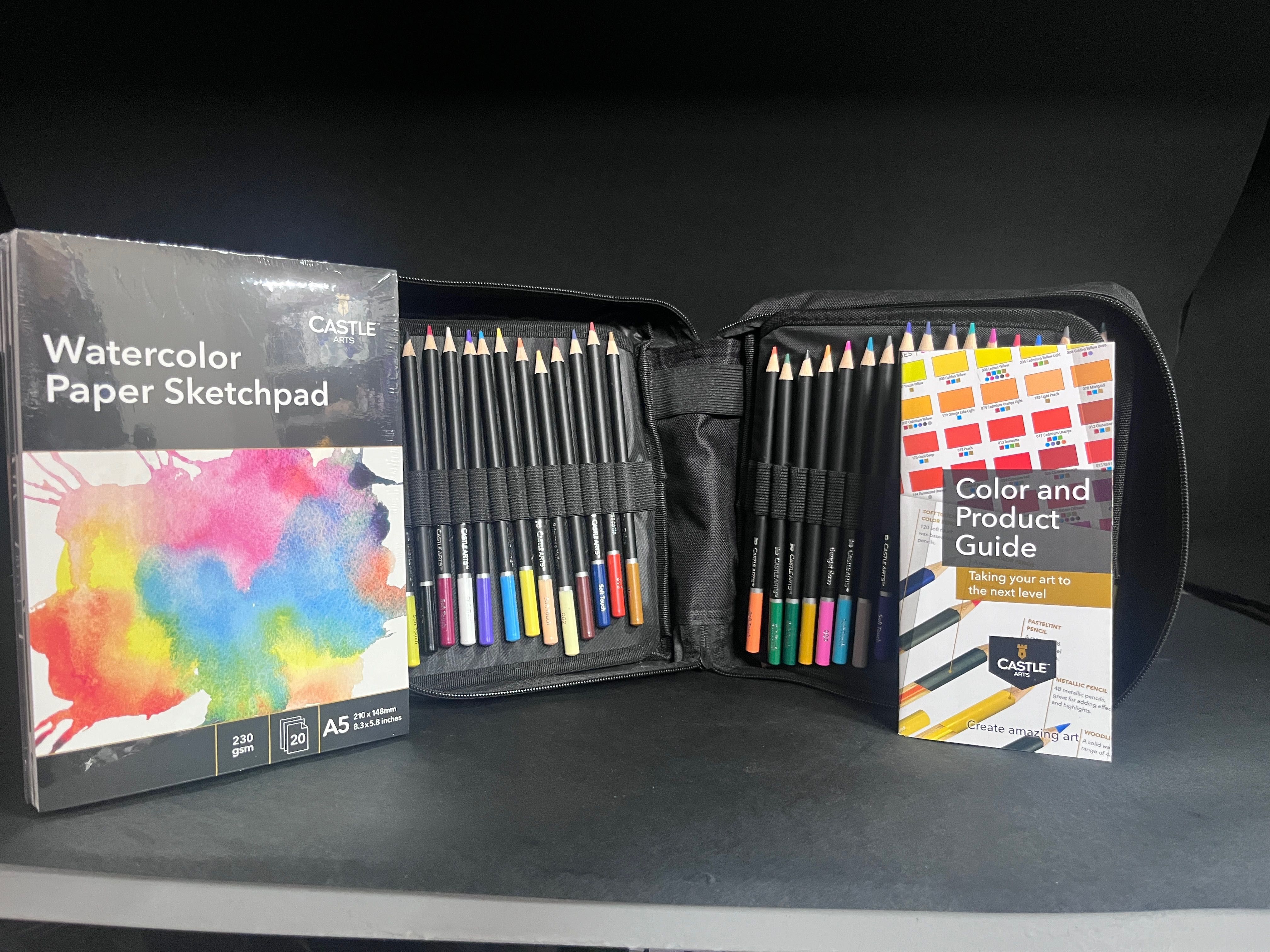 120 piece colored pencil set in zip-up CASE