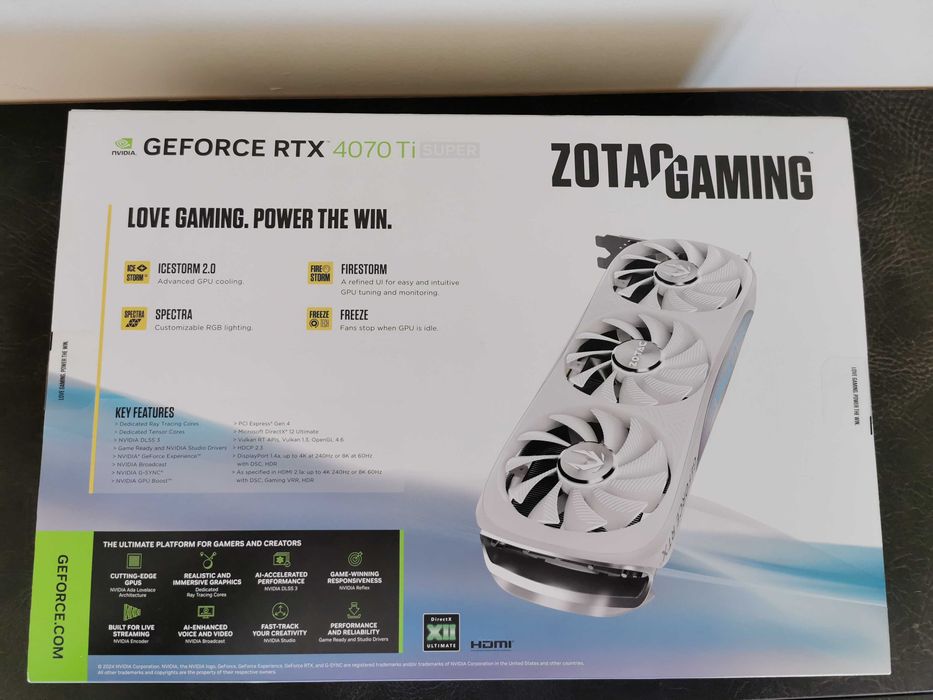 Нова Видео Карта Zotac RTX 4070 Ti 16GB SUPER Trinity OC White Edition