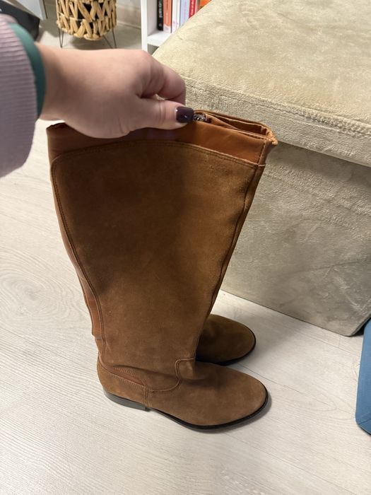 Cizme piele interior-exterior maro, marimea 35