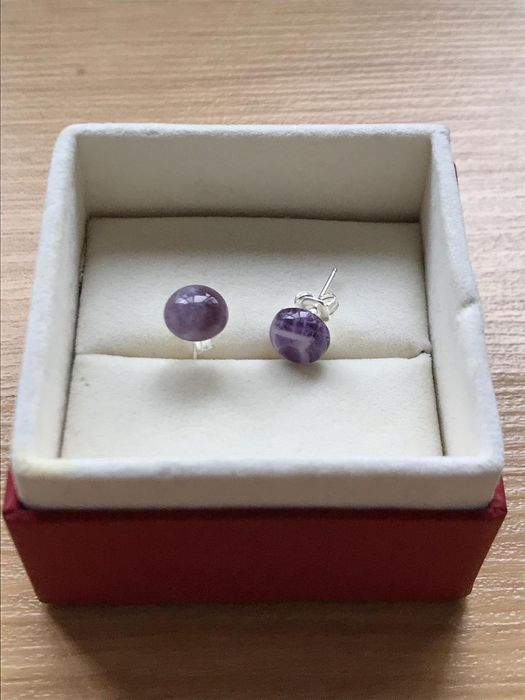 Cercei placati cu argint si cu piatra semipretioasa