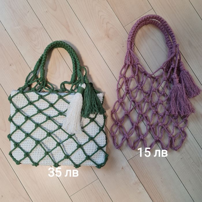 Чанти макраме с дървени мъниста и без