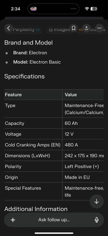 Акумулатор Electron Basic Car Battery VW audi vag