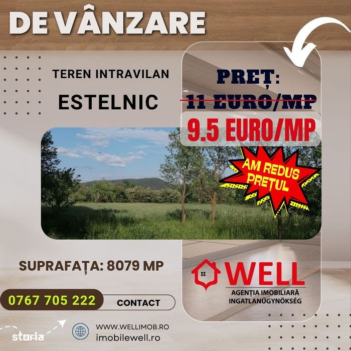 De vânzare teren intravilan în Estelnic!
