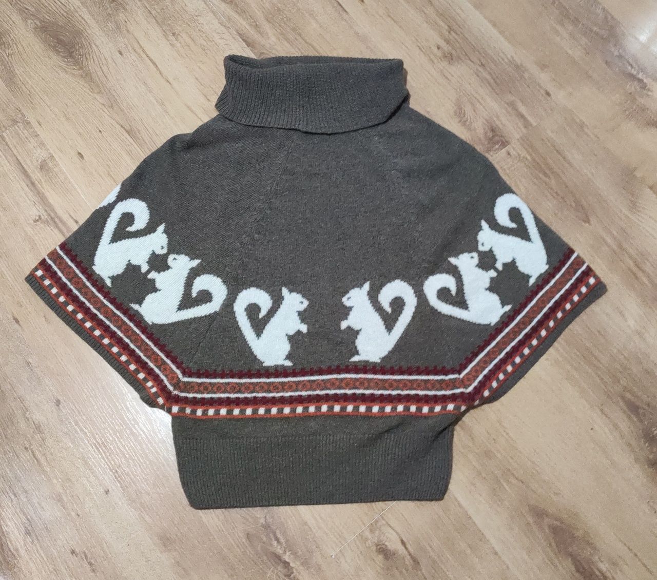 Pulover poncho damă mix lână mărimea L