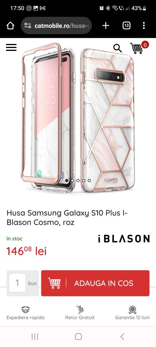 Husa Samsung Galaxy S10 Plus I-Blason Cosmo, roz