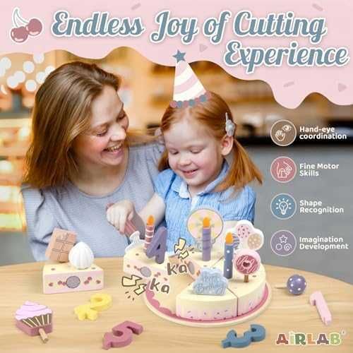 Нова Детска дървена торта аксесоари креативна играчка 3+ деца подарък