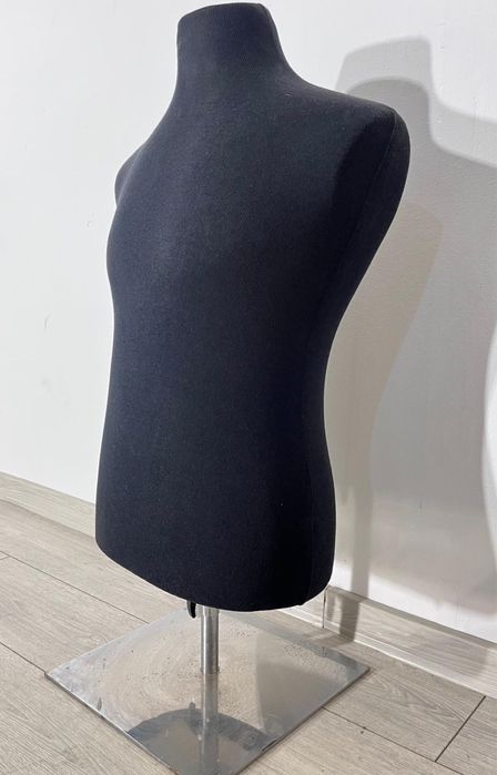 Bust Croitorie Damă Textil Negru Pe Picior Metalic Reglabil; Manechin