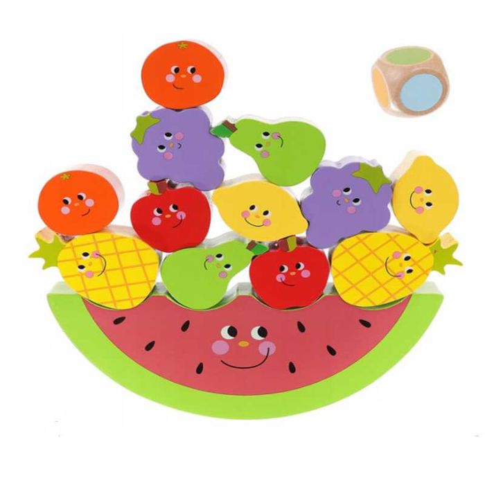 Jucarie de echilibru, din lemn, cu fructe