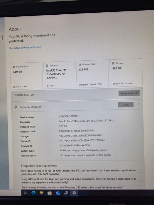 Sistem pc Lenovo i5 ddr4 unitate calculator