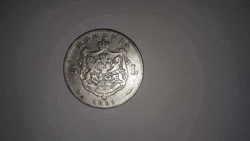 5 Lei moneda din argint an 1881