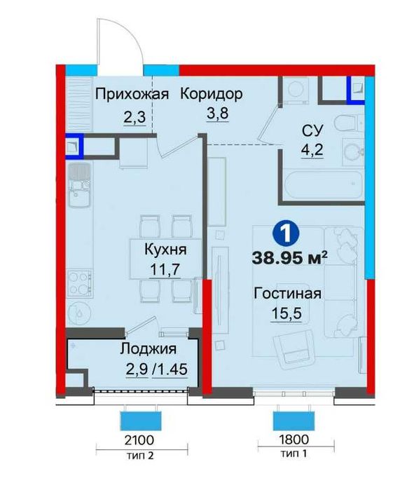 Яшнабод/ 1 хонали уй/ 1м² -11.73 млн сўм/Чегирма ва ипотека мавжуд(XS)
