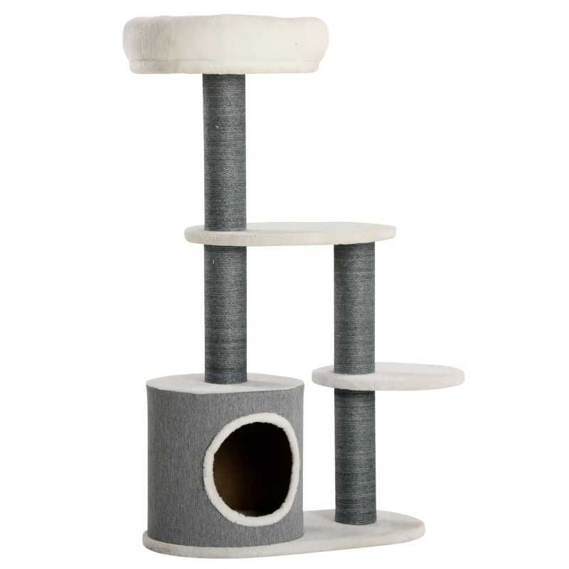 Дърво за котки PawHut с 1 котешка пещера, 1 котешко легло, 2 платформи