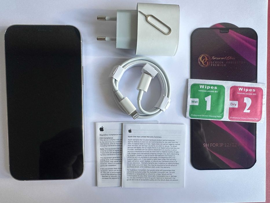 КАТО НОВ !!! iPhone 12 Pro - Бял - 256GB - Отключен - 100% БАТЕРИЯ !!!